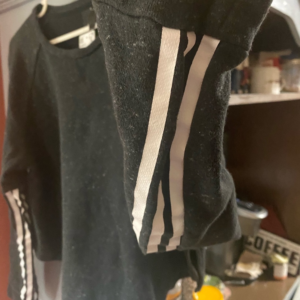 Adidas Black Sweatshirt with White Stripes size L NWT - Picture 4 of 8